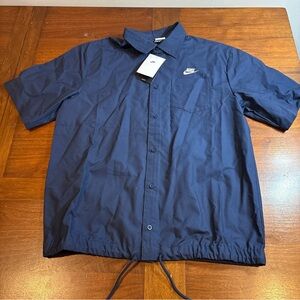 Nike Club Men's Short-Sleeve Oxford Button-Up Shirt Size S  FN3902-410 MSRP $75